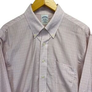 Brooks Brothers Mens Slim Fit Non Iron Supima Cotton Micro Dress Shirt 17 34